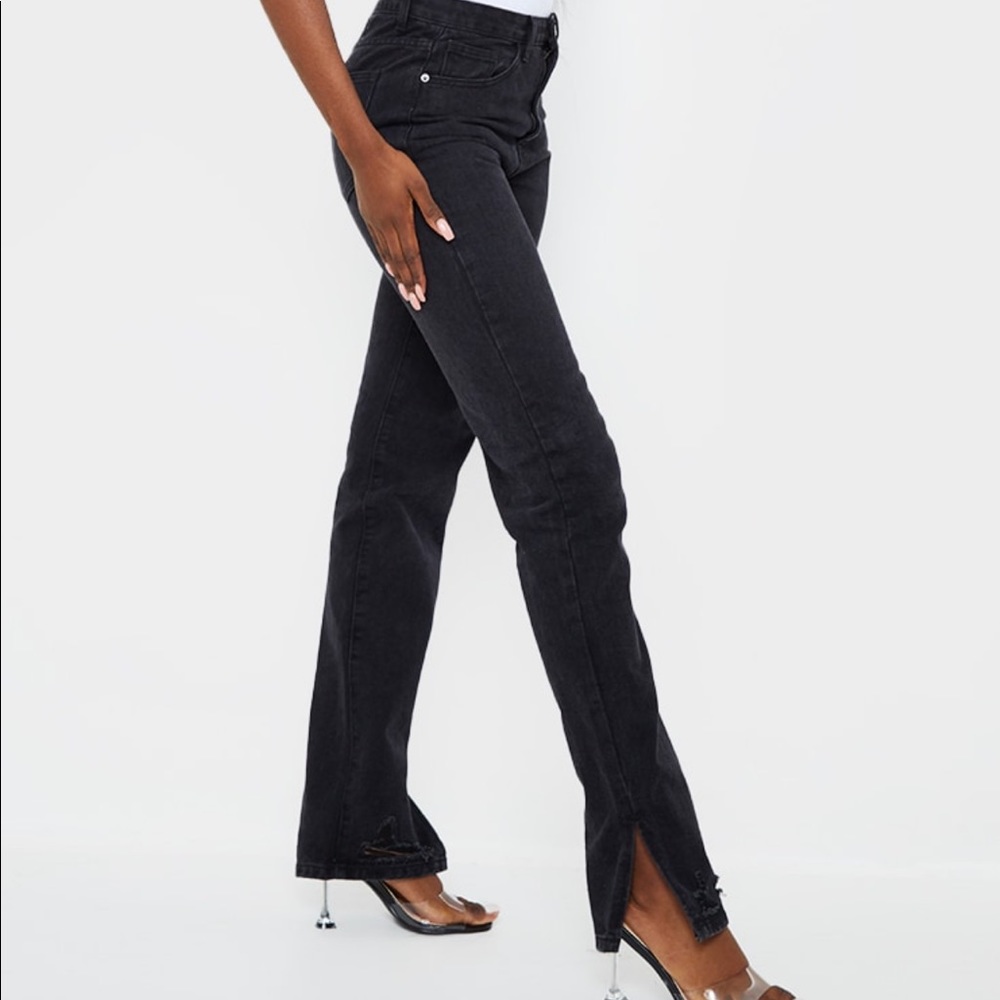 Split hem black jeans